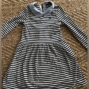 Little girls Polo by Ralph Lauren Navy and White Casual Long Sleeve Dress